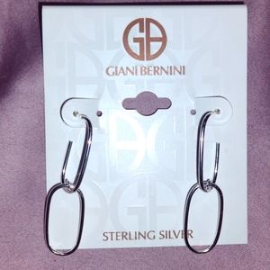 Giani Bernini Sterling silver metal tower SS link hoop earrings NWT never worn!